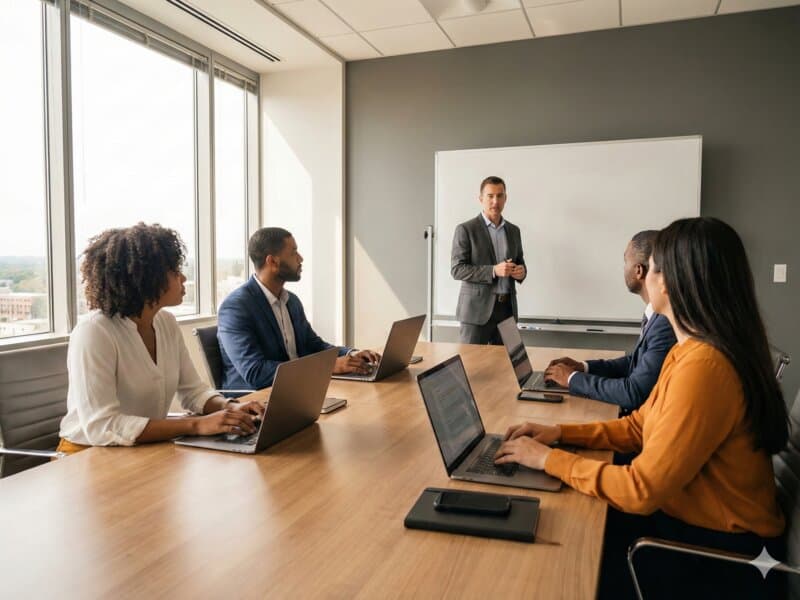 AI training workshop with team learning together